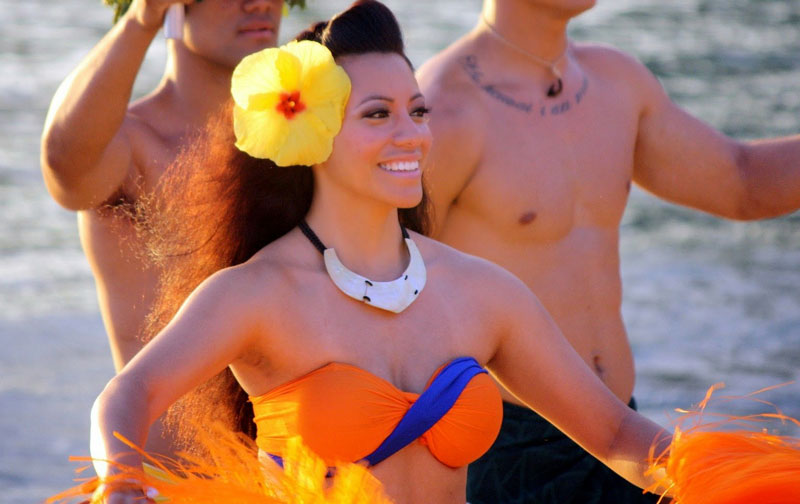 closeup of a hula dancer