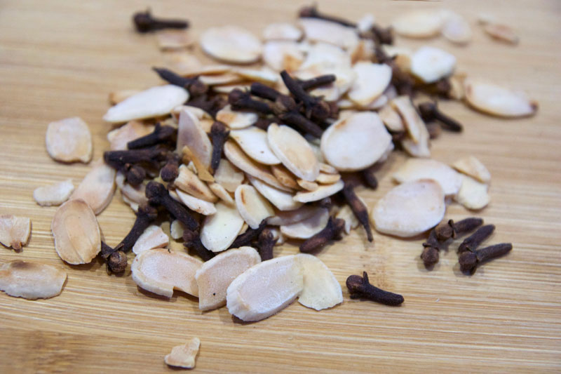 Toasted almonds and cloves