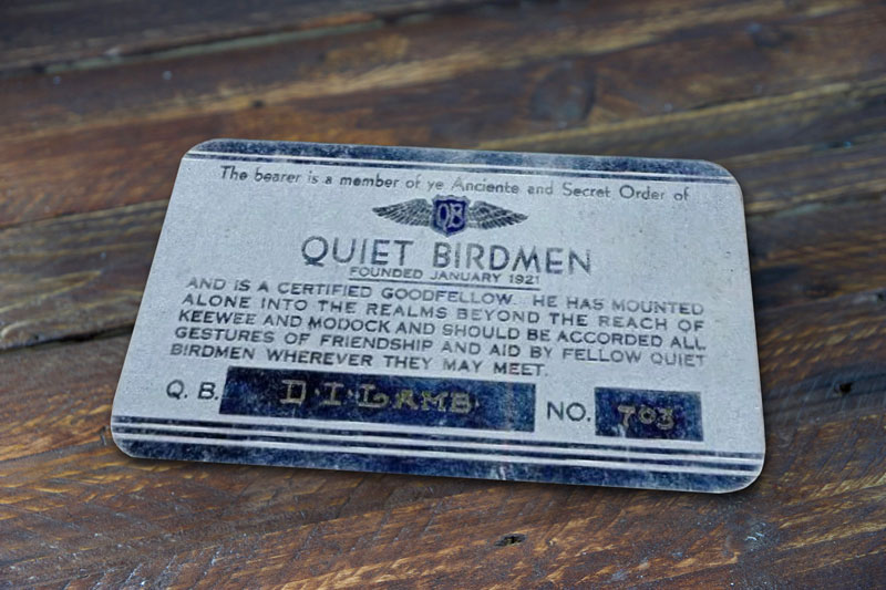 A Quiet Birdmen Membership Card from the 1920's