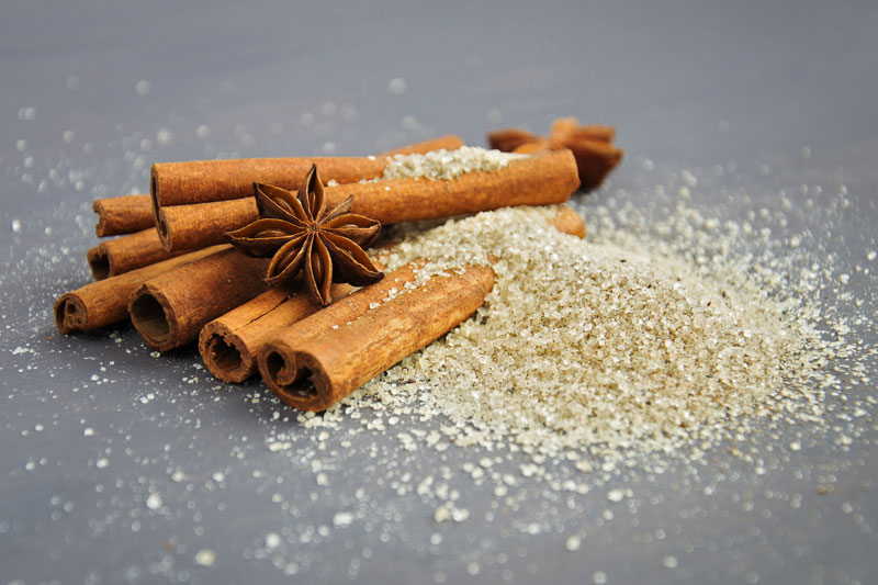 Brown sugar, star anise and sticks of cinnamon
