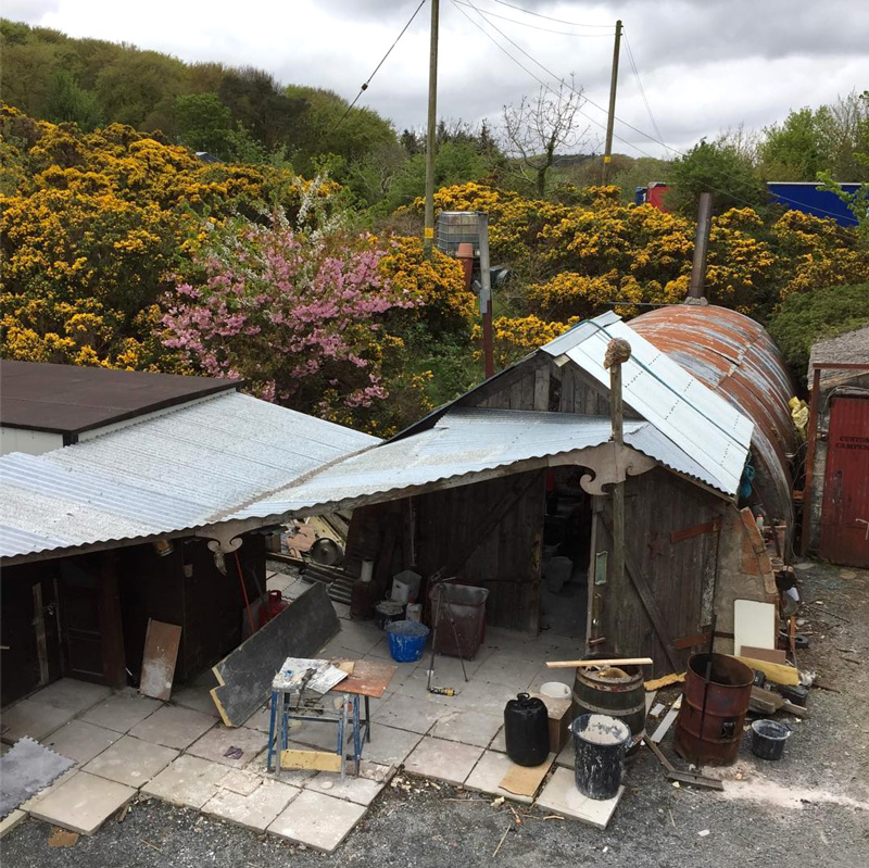 An old WW2 Nissen hut used as a ceramics workshop