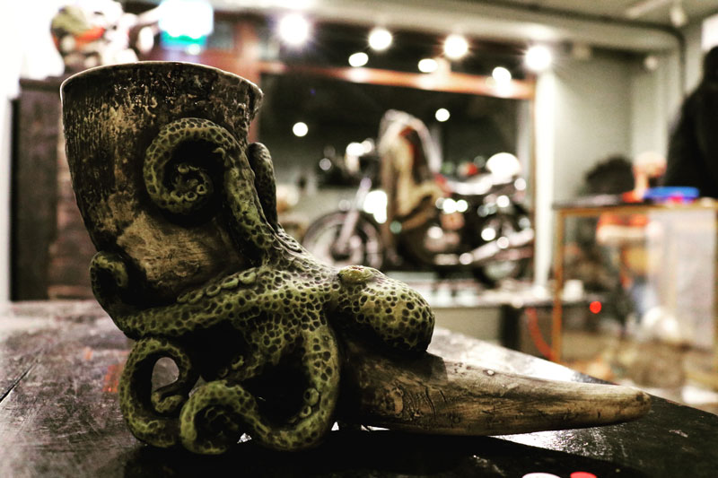 Octopus and horn tiki mug